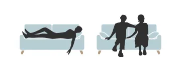 寝転がる、広々と座る