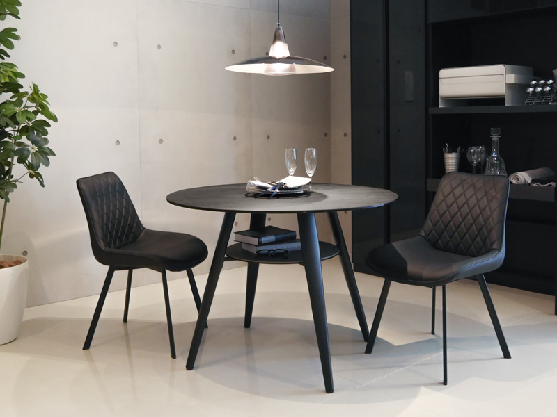 大理石調収納付きローテーブル90x90