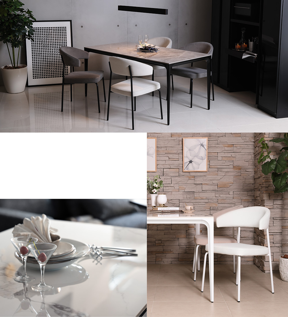 セラミックテーブル＆機能性デザインチェア LIN(リン) - 家具