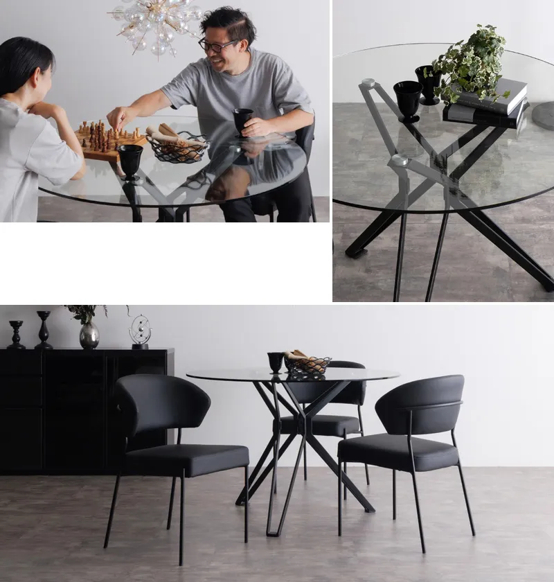 シンプルモダンでスタイリッシュなガラス円テーブルgeo(ジオ)のイメージ