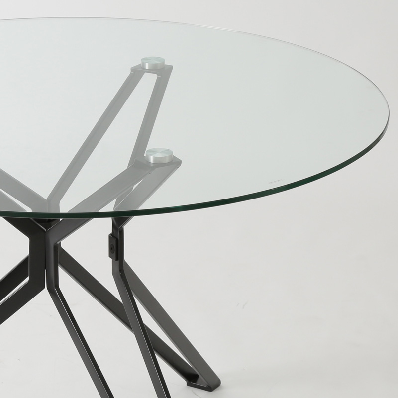 シンプルモダンでスタイリッシュなガラス円テーブルgeo(ジオ)の素材