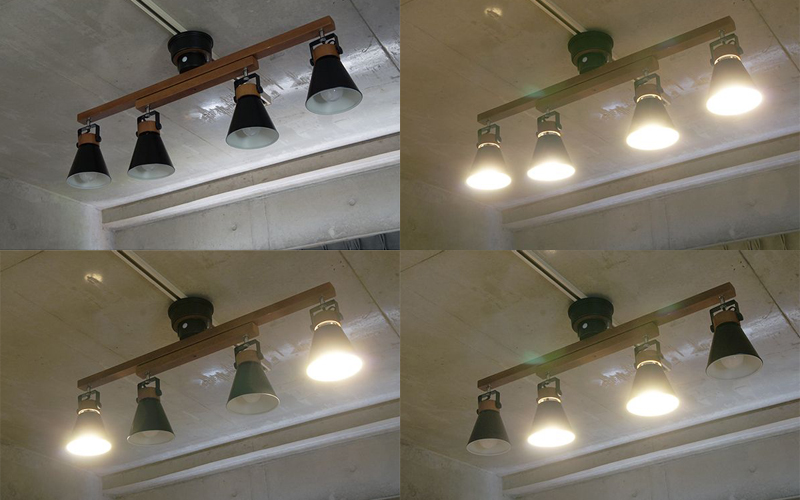 4灯シーリングスポットライト照明SLIDER(スライダー)の点灯消灯