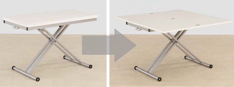 伸長と昇降ができる機能性テーブル「シグ」の幅110cm