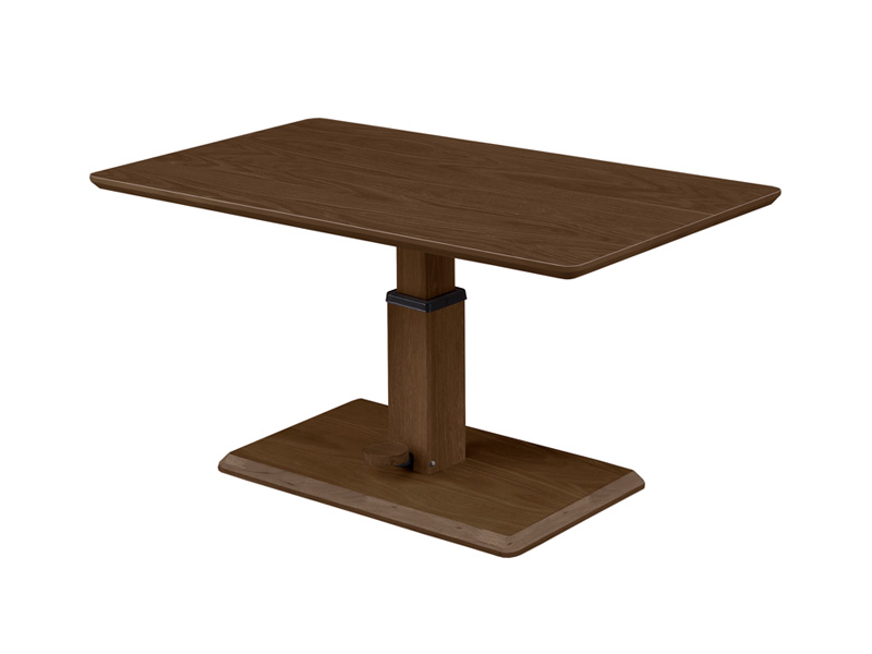 昇降ができる機能性テーブル「MILLS(ミルス)」のミディアムブラウン