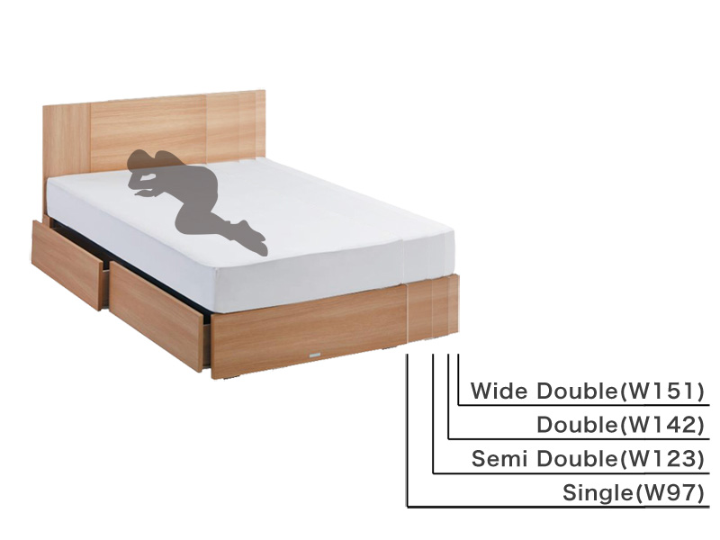 コンセントや収納付きのシンプルベッド「Sympho Bookstand(シンフォブックスタンド)」ASLEEPのサイズ