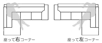 モダンカウチソファーのコーナーの向き