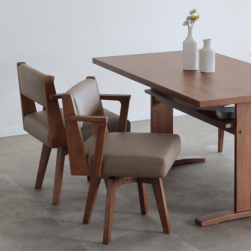 ダイニングチェア「イライ」/肘付き/回転チェア - 家具・インテリア