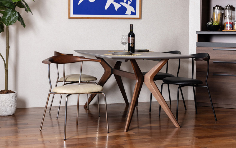 御影石 × ウォールナット　ダイニングテーブル　クラスティーナ　180 ダイニングテーブル/幅180cm/無垢材/ウォールナット - 家具