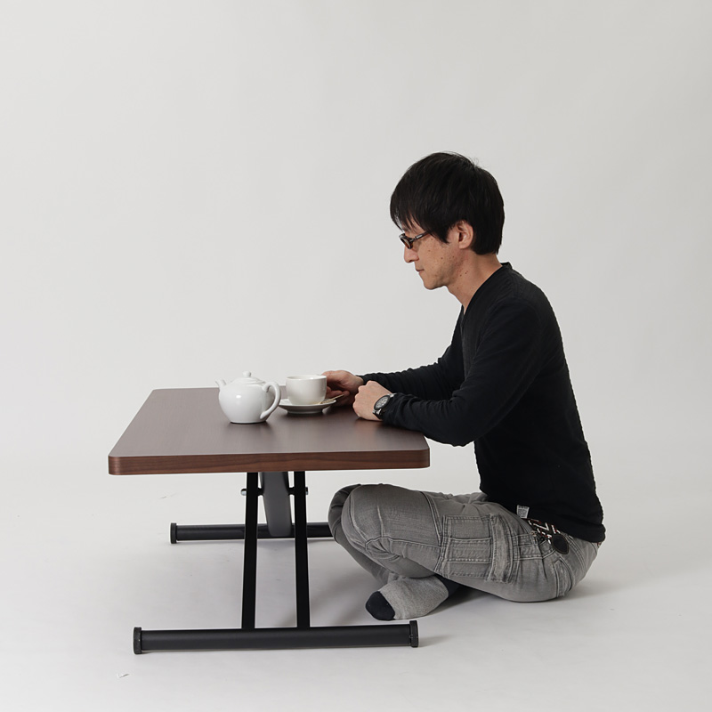 昇降リビングテーブル　モーゼル110 筑波産商】昇降テーブル モーゼル 幅110㎝ ウォールナット色