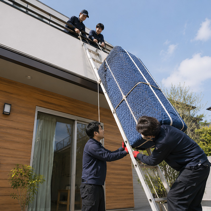 3人掛けソファの吊り上げ搬入