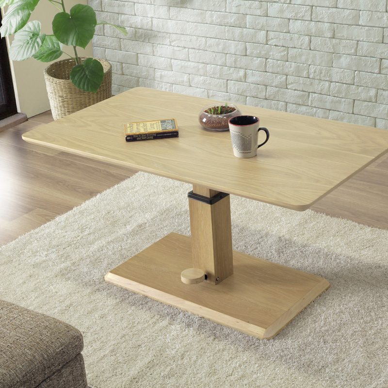 【家具フェス5%オフ対象商品】昇降式テーブル「MILLS(ミルス)」/幅110cm/天板:突板/脚:強化紙(オーク柄・ウォールナット柄)/ホワイト・ミディアムブラウン
