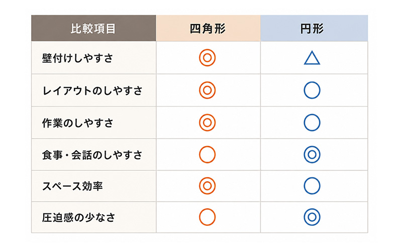 天板の形で選ぶ1人暮らし用テーブル