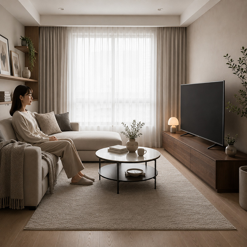 テレビボードの高さが変わると見え方も変わる