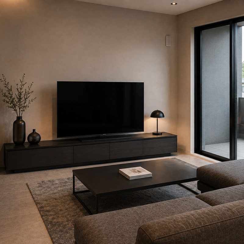 テレビボードはテレビとのバランスで印象が変わる