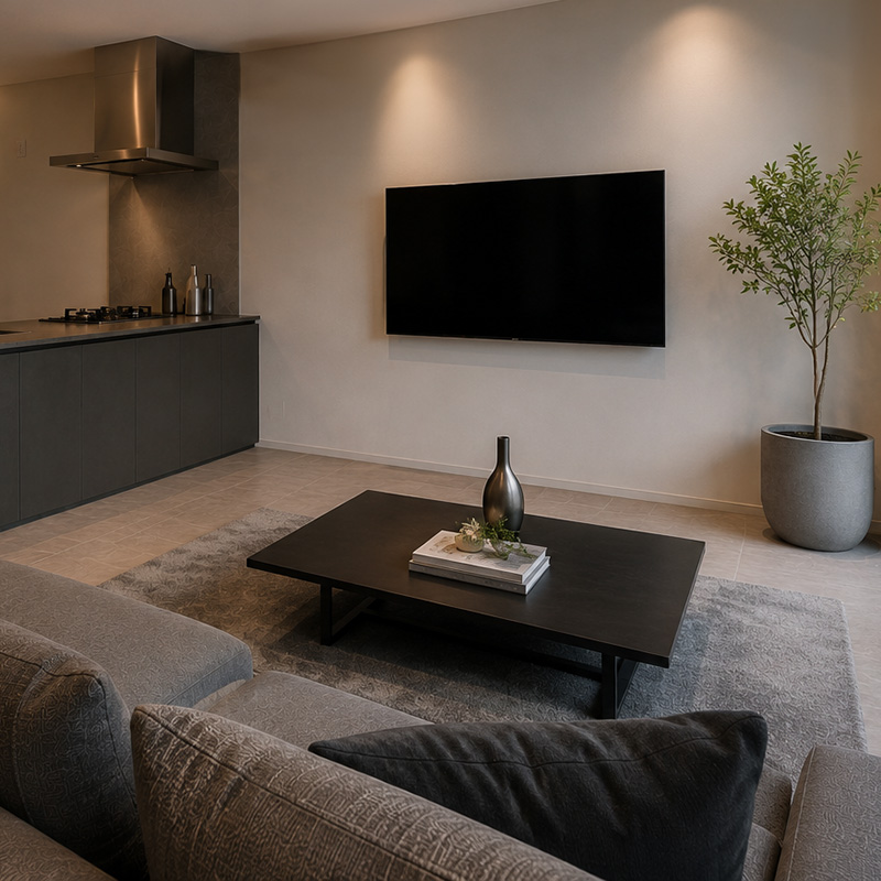 テレビボードなしで壁掛けテレビ