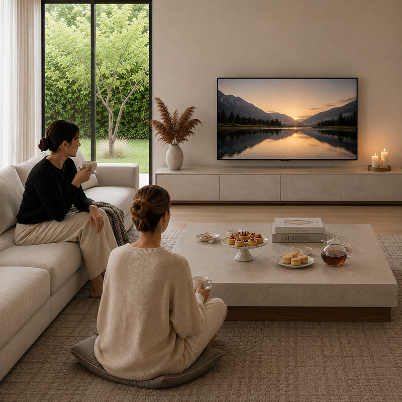 床座り・ローソファに合わせやすいテレビボードの高さ