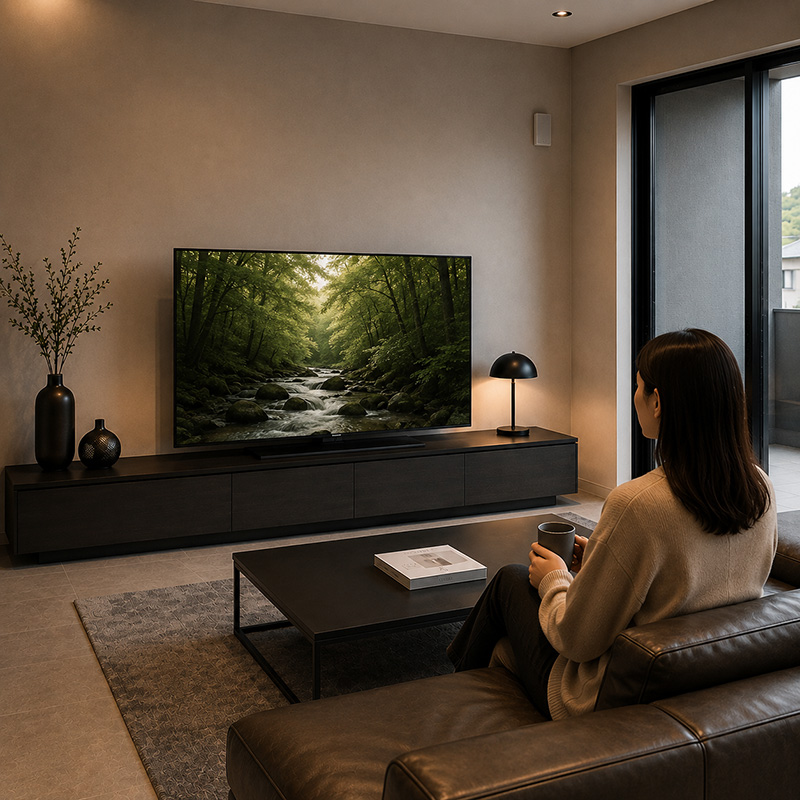 一般的なソファに合わせやすいテレビボードの高さ