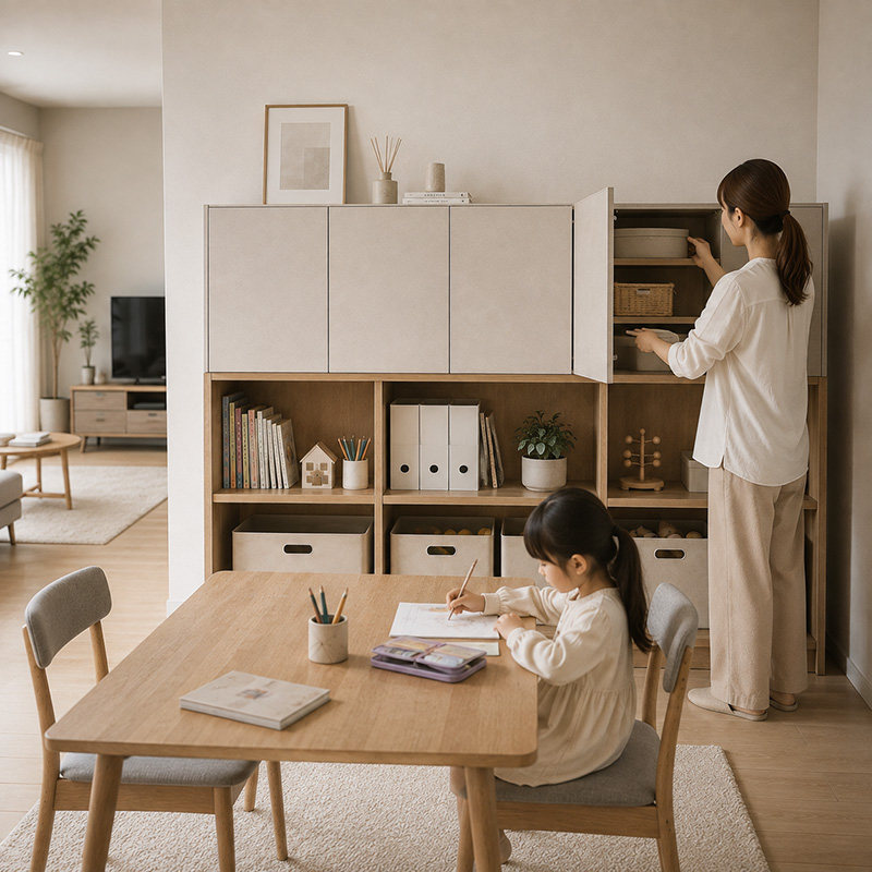 子どもが使う物は手の届きやすい高さに