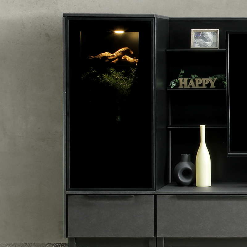 puffins様　ガラス引き戸のキャビネット 引き戸のヴィンテージガラスキャビネット、見せる収納と隠す収納